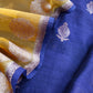 Purple And Yellow Handloom Raw Silk Suit With Kora Silk Dupatta