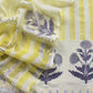Lemon Yellow Hand Dyed Linen Kurta And Tabby Dupatta With Gold Foil