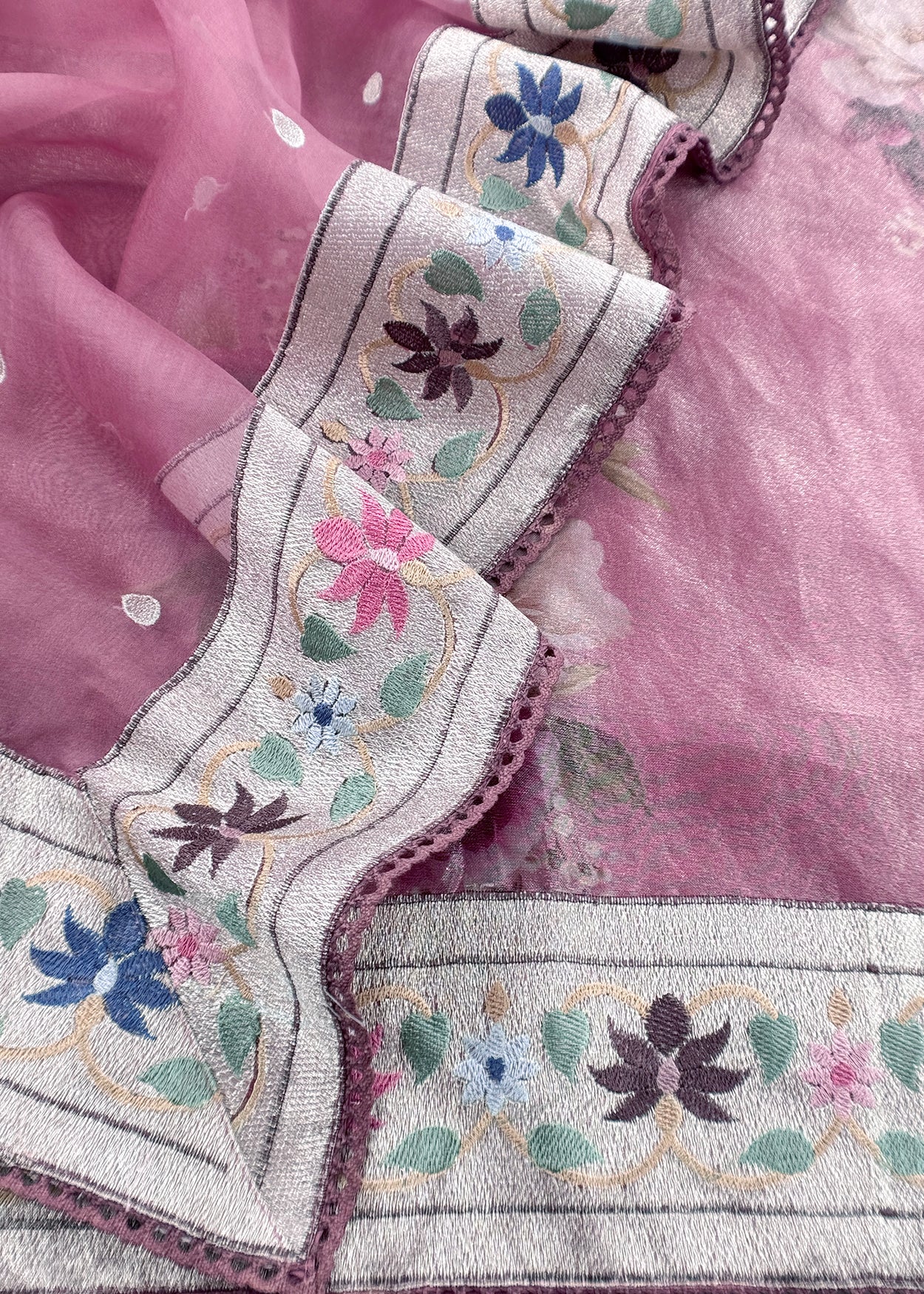 Pink Dregs Pure Tissue Silk Suit in Paithani Weaving