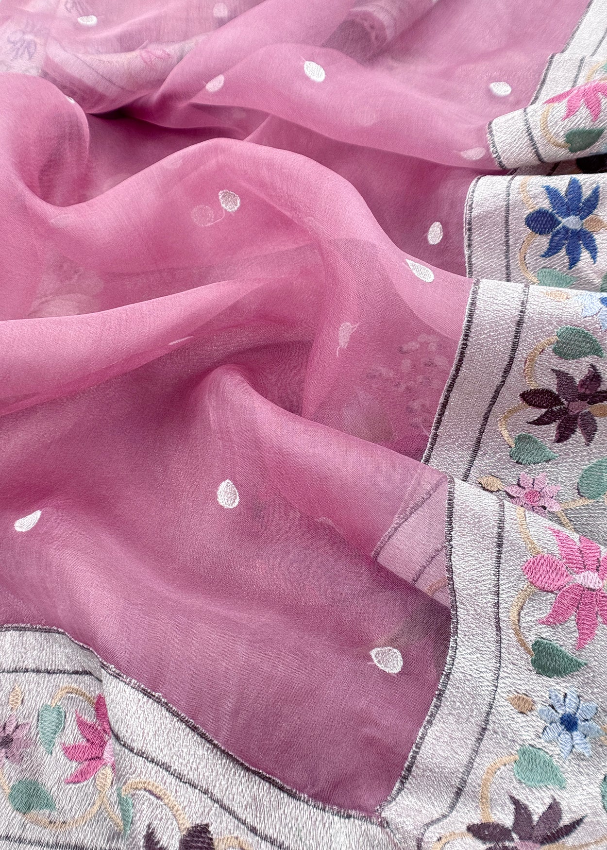 Pink Dregs Pure Tissue Silk Suit in Paithani Weaving