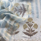 Powder Blue Hand Dyed Linen Kurta And Tabby Dupatta With Gold Foil