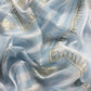 Powder Blue Hand Dyed Linen Kurta And Tabby Dupatta With Gold Foil