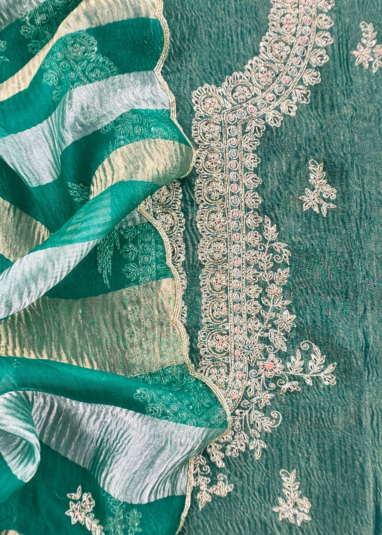 Luxury handloom tissue silk suit with dupatta

