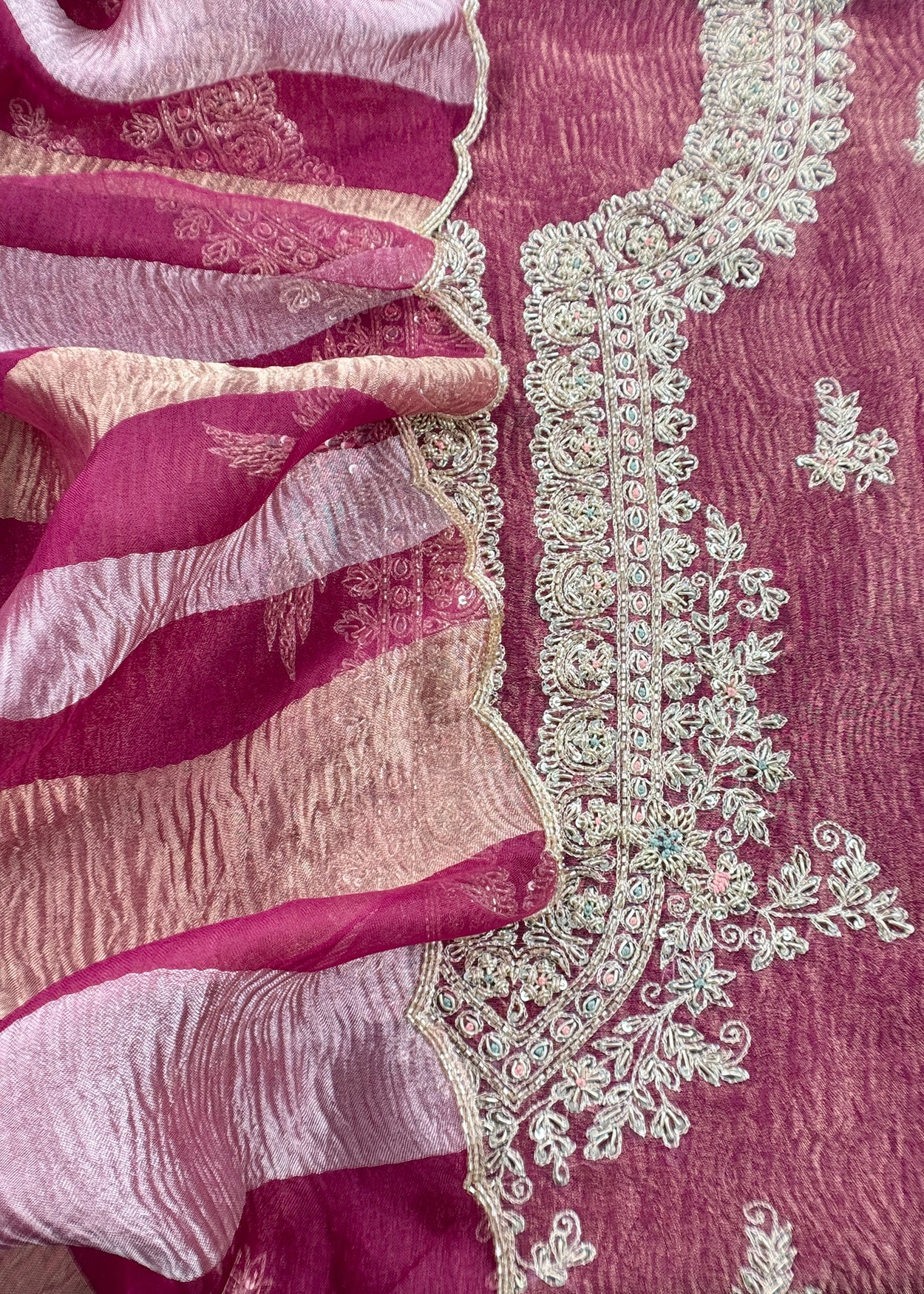 Buy wedding wear suit in tissue silk fabric

