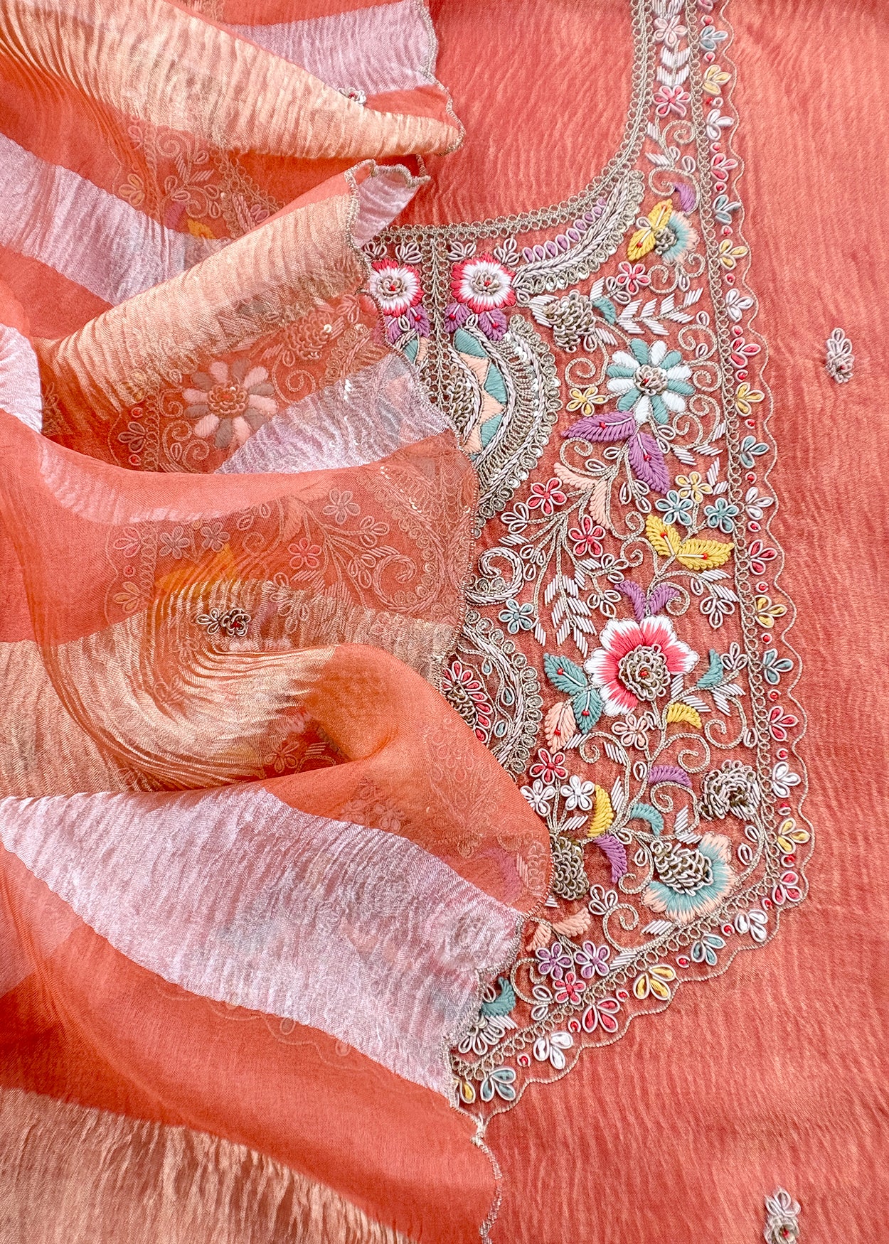 Buy wedding wear suit in tissue silk fabric

