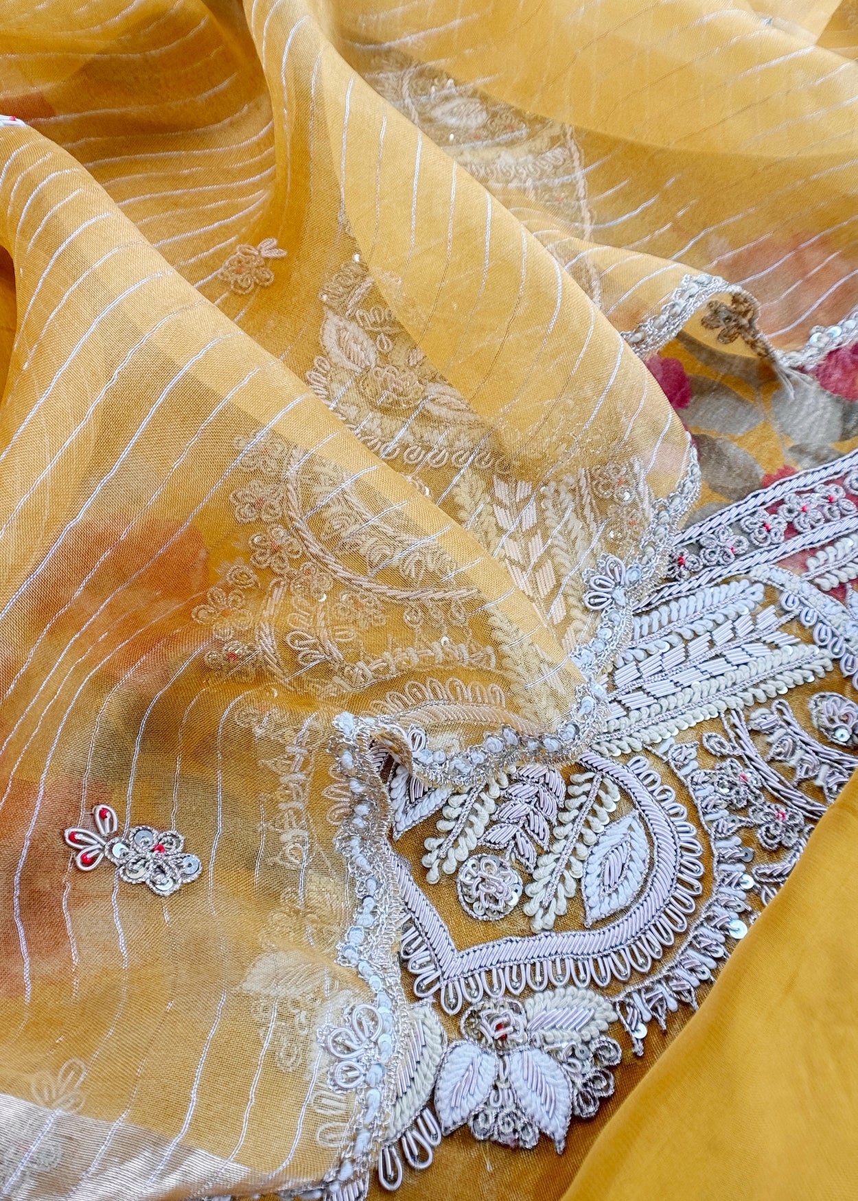 Festive wear tissue silk unstitched suit with duppta

