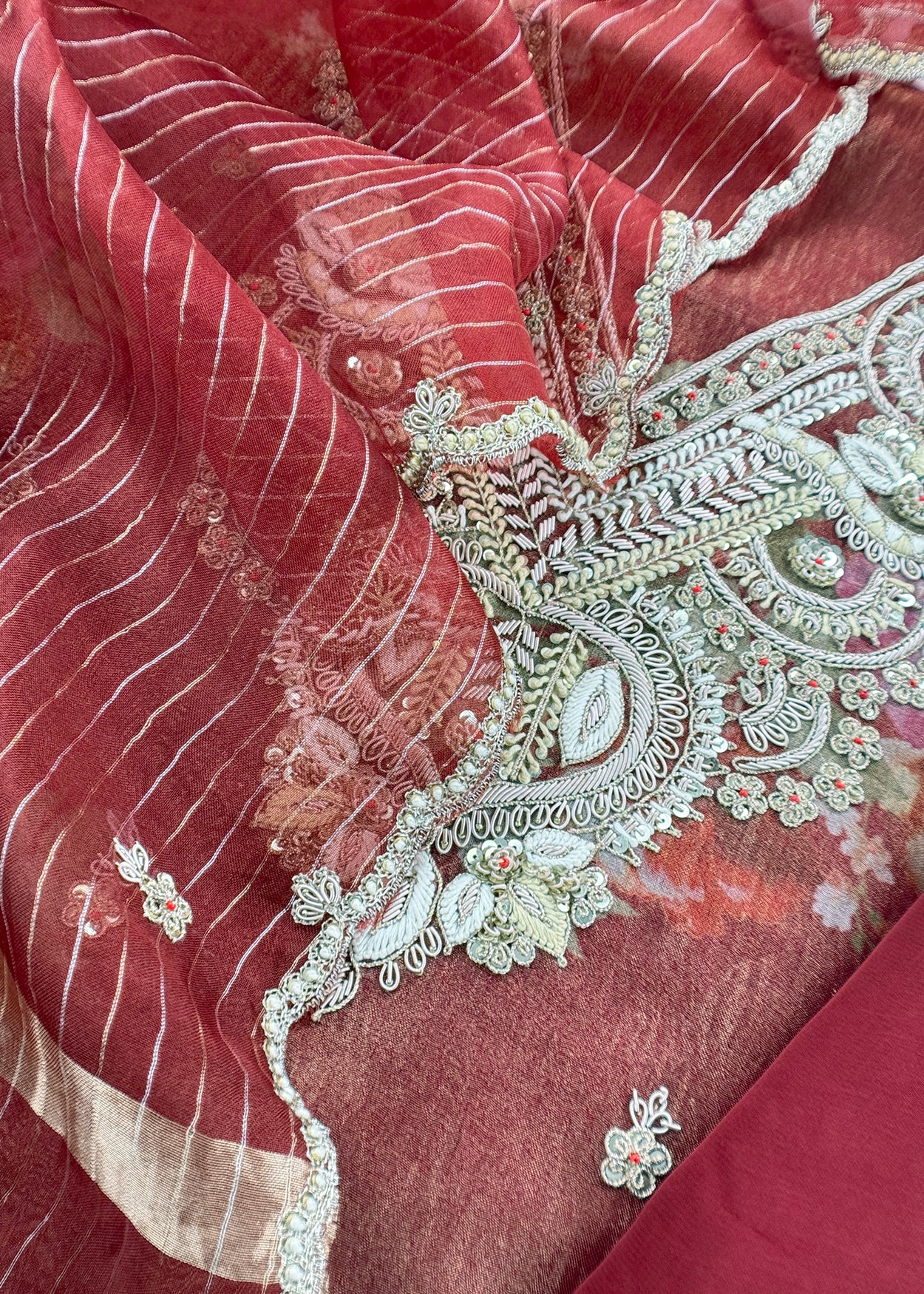 Festive wear tissue silk unstitched suit with duppta

