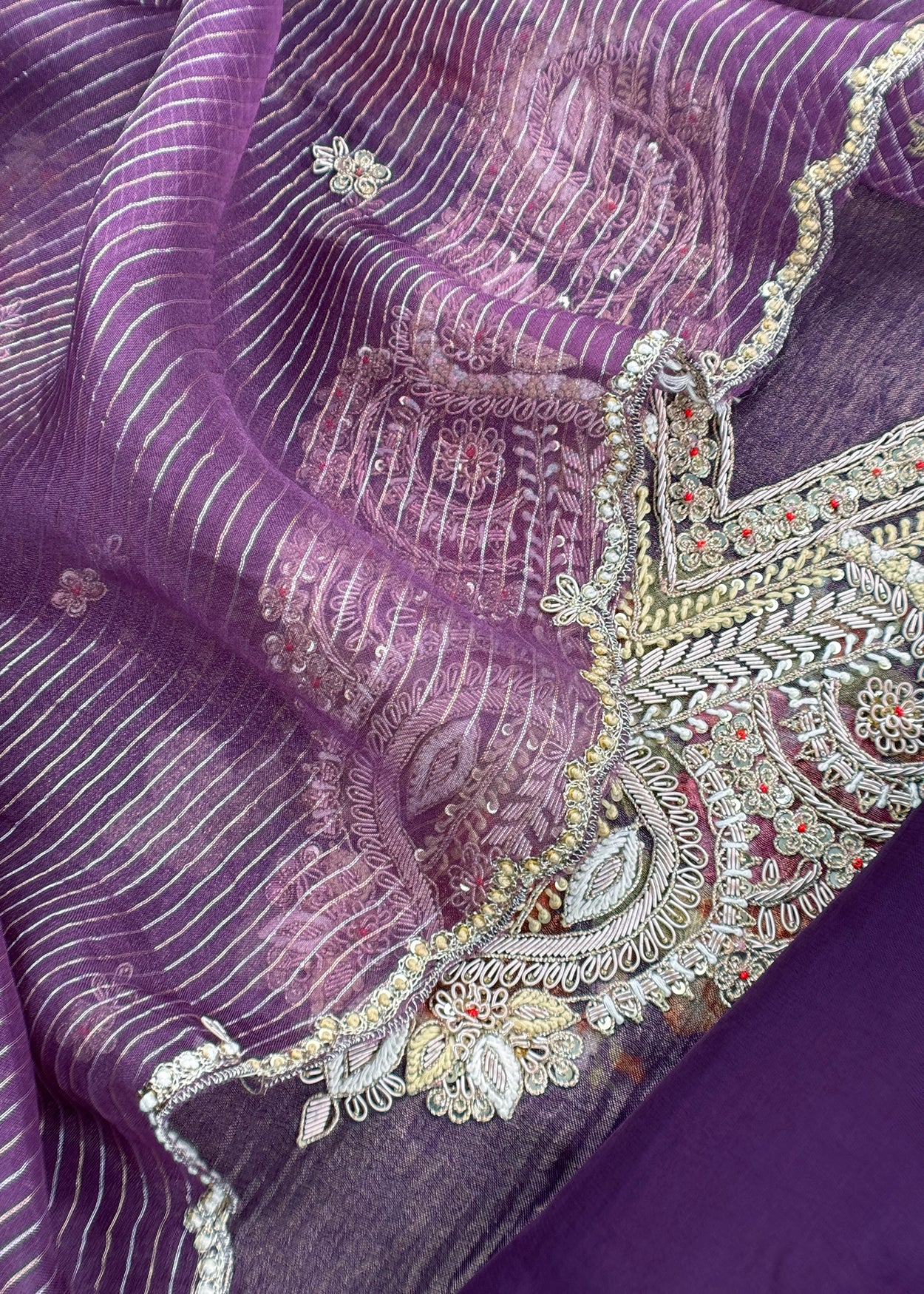 Festive wear tissue silk unstitched suit with duppta

