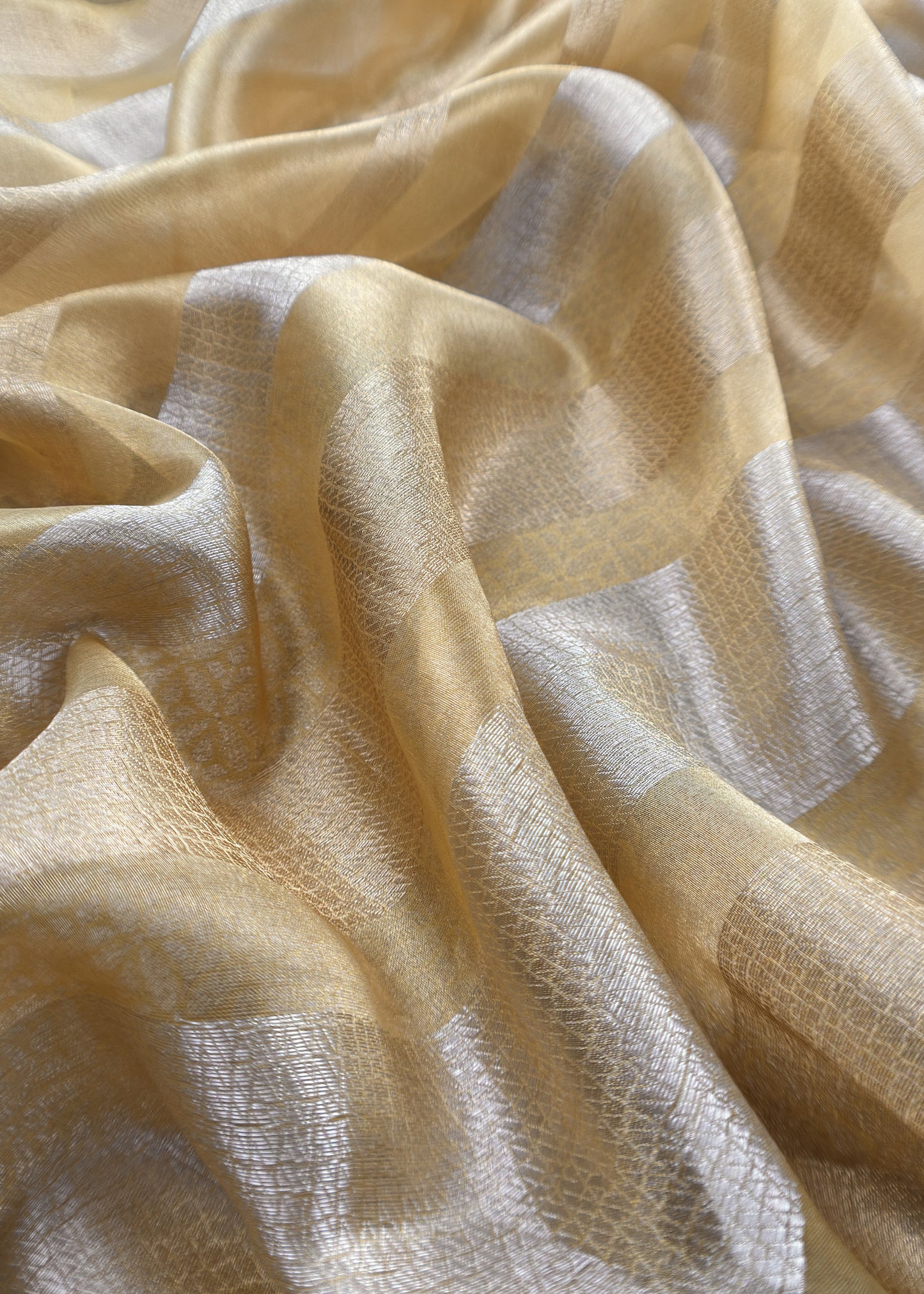 Mustard Ochre Designer Pure Brocade Silk kurta And Tissue Silk Dupatta