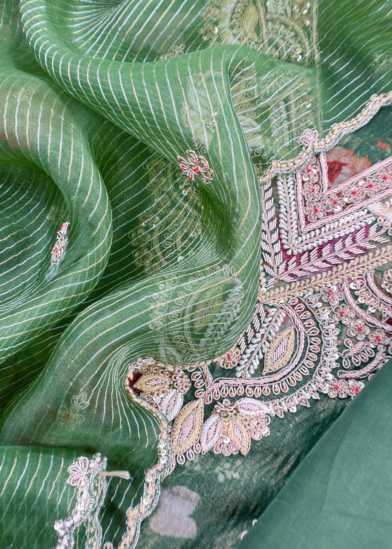 Festive wear tissue silk unstitched suit with duppta

