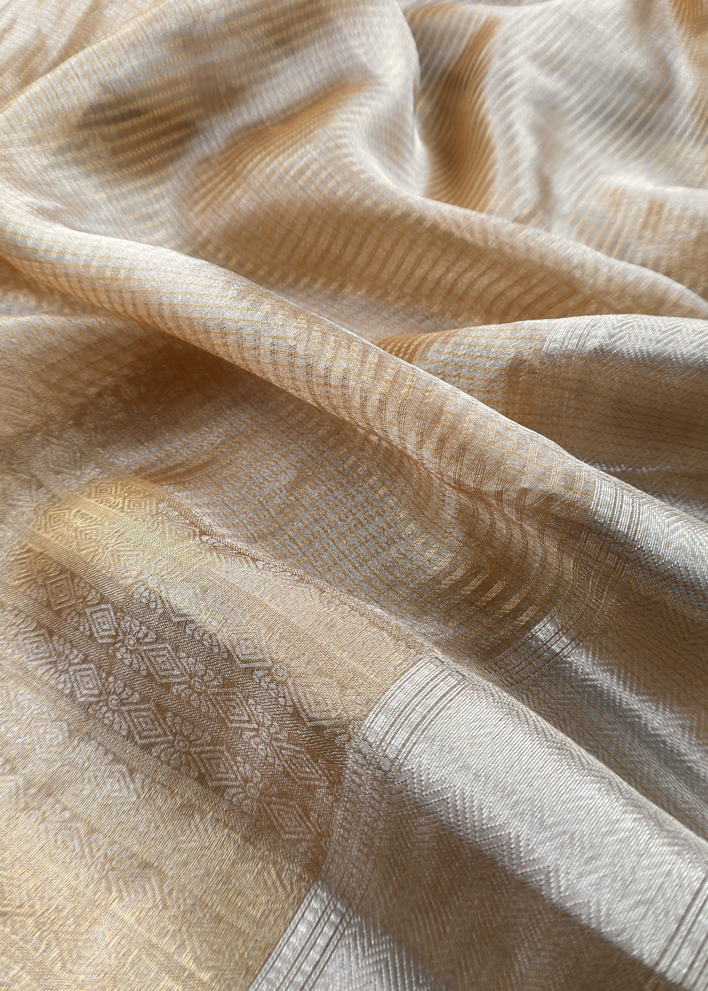 Mustard Ochre Designer Pure Brocade silk kurta And Tissue Silk Dupatta