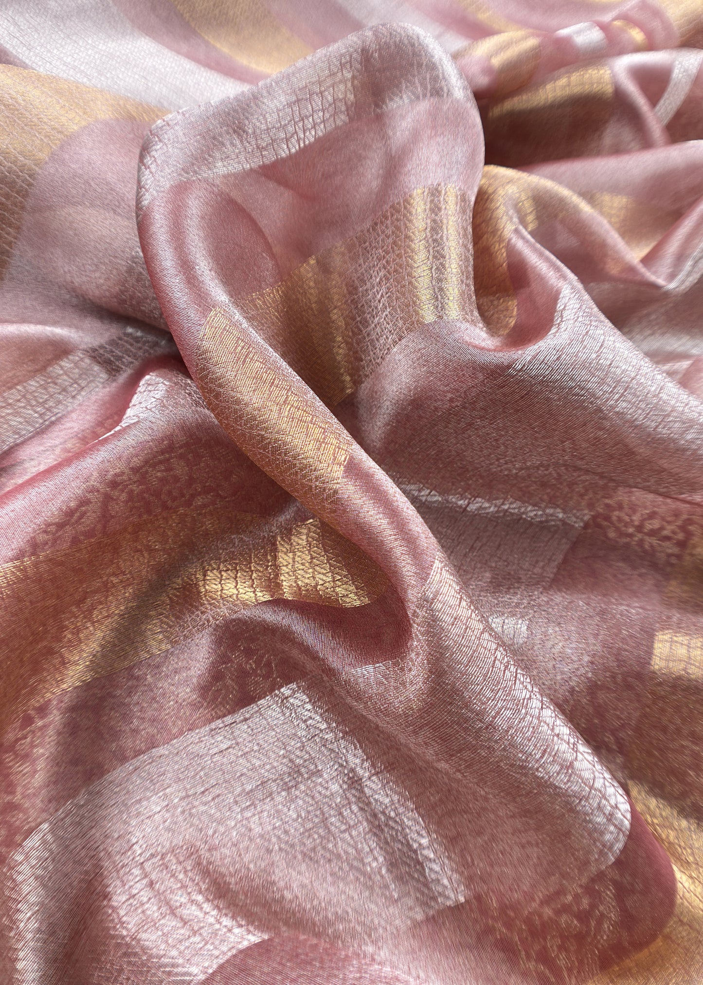 Taffy Pink Designer Pure Brocade Silk kurta And Tissue Silk Dupatta