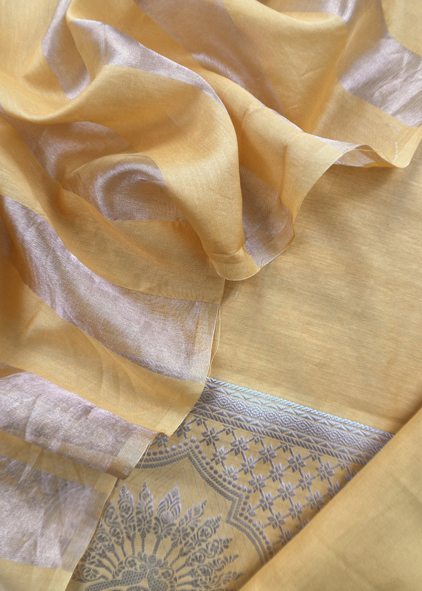 Yellow Pure Banarasi Silk suit with Zari Weaving