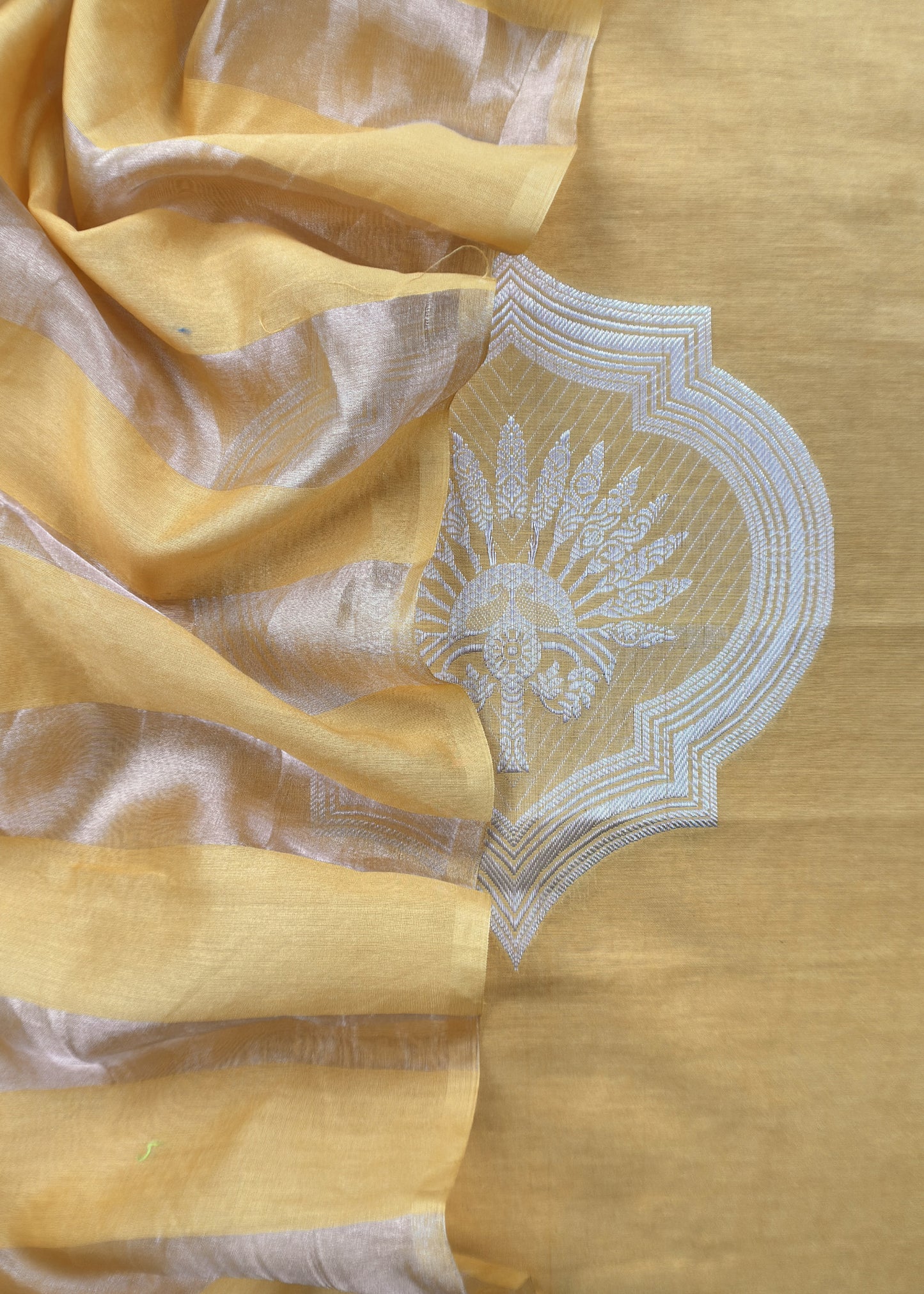 Yellow Pure Banarasi Silk suit with Zari Weaving