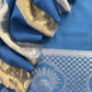 Blue Pure Banarasi Silk Suit With Zari Weaving