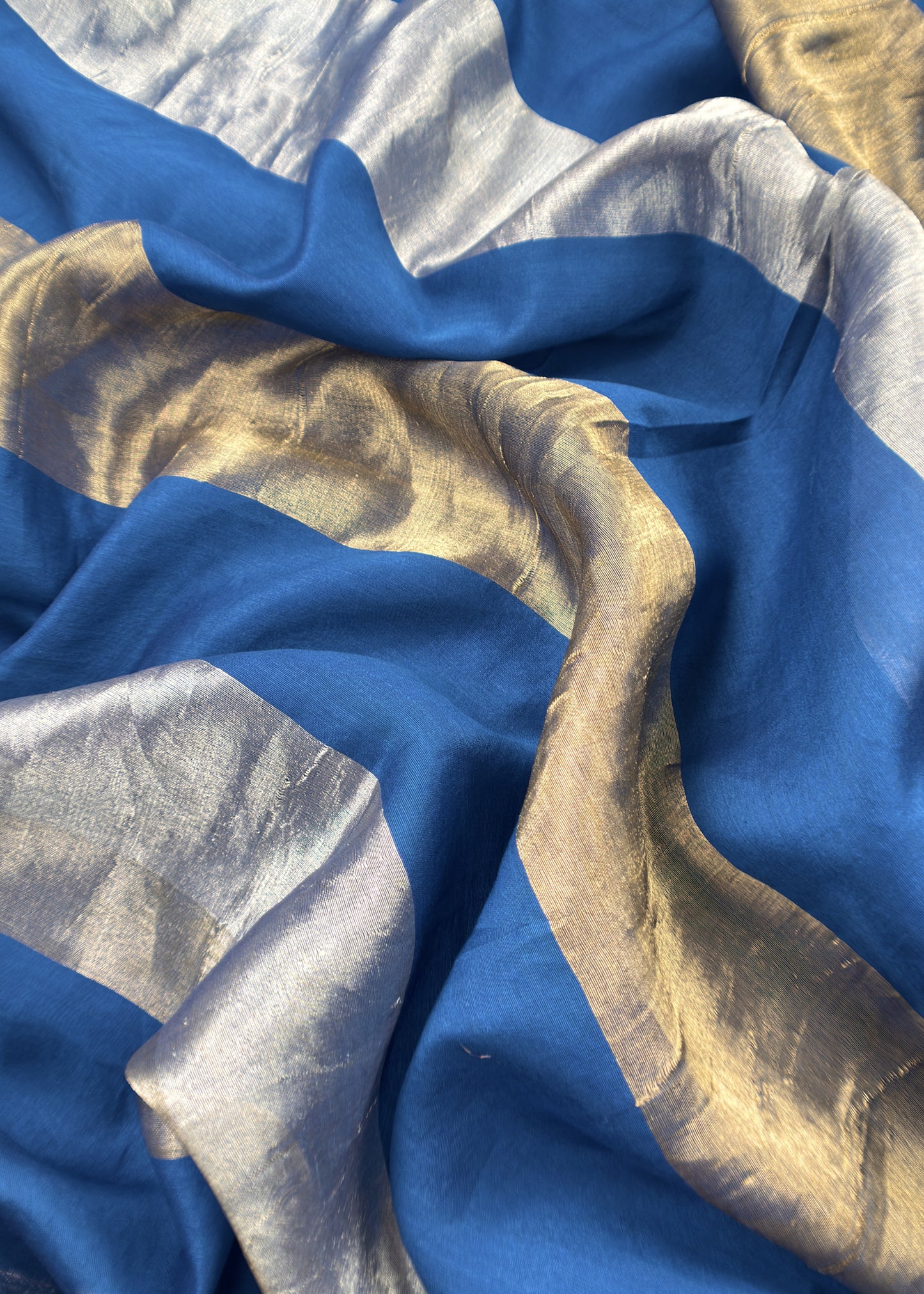 Blue Pure Banarasi Silk Suit With Zari Weaving