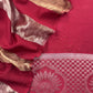 Red Pure Banarasi Silk Suit With Zari Weaving