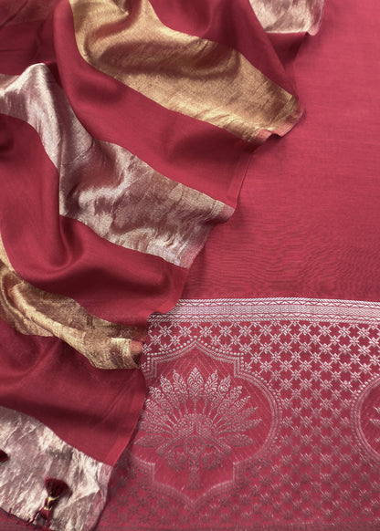 Pure Banarasi Silk suit with Zari Weaving