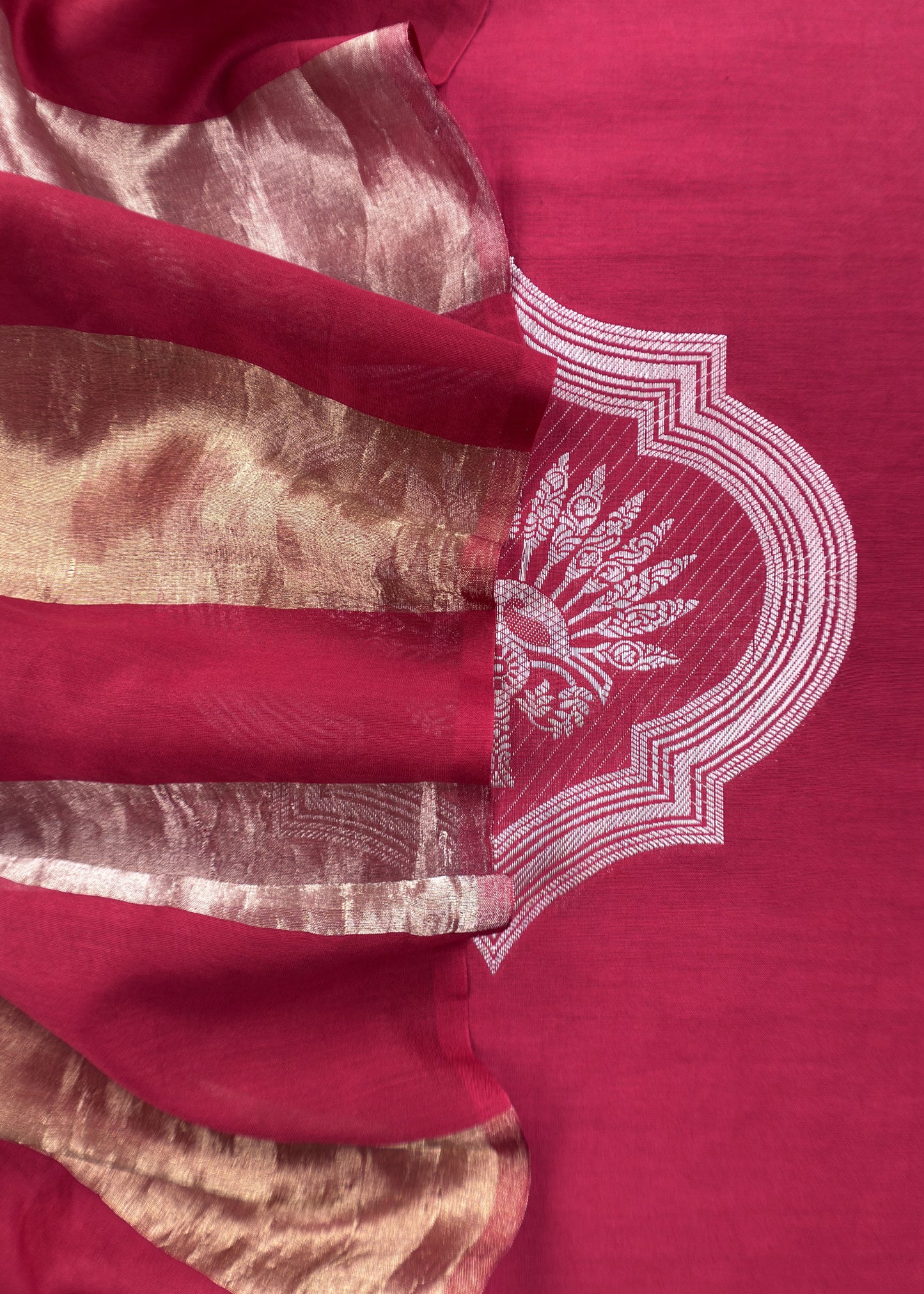 Red Pure Banarasi Silk Suit With Zari Weaving