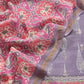 Purple Handblock Unstitched Maheshwari Silk Suit With Pink Patola Dupatta