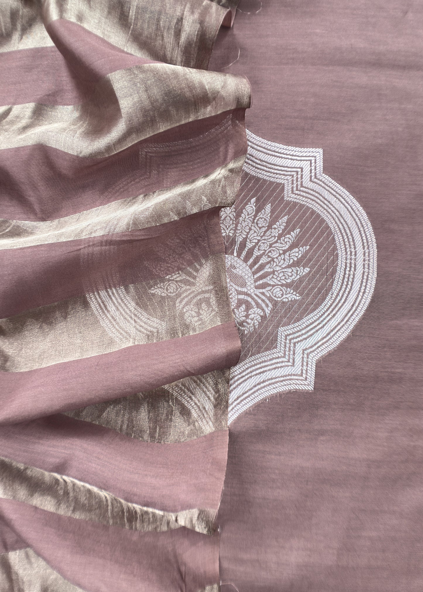 Brown Pure Banarasi Silk Suit With Zari Weaving