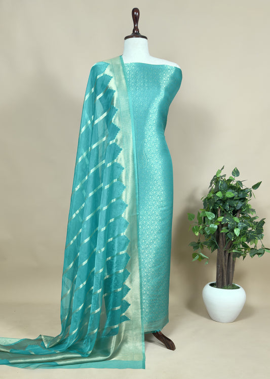 Brocade Kurta With Organza Dupatta