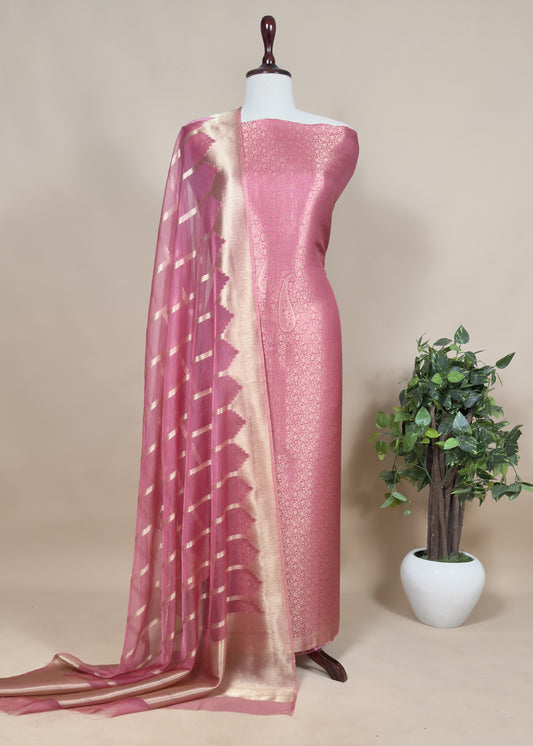 Brocade Kurta With Organza Dupatta