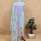 English Blue Pure Mulmul Suit Fabric With Sunflower Appliqué Work And Crochet Laces