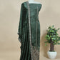 Green  Embroidered Velvet Suit Set