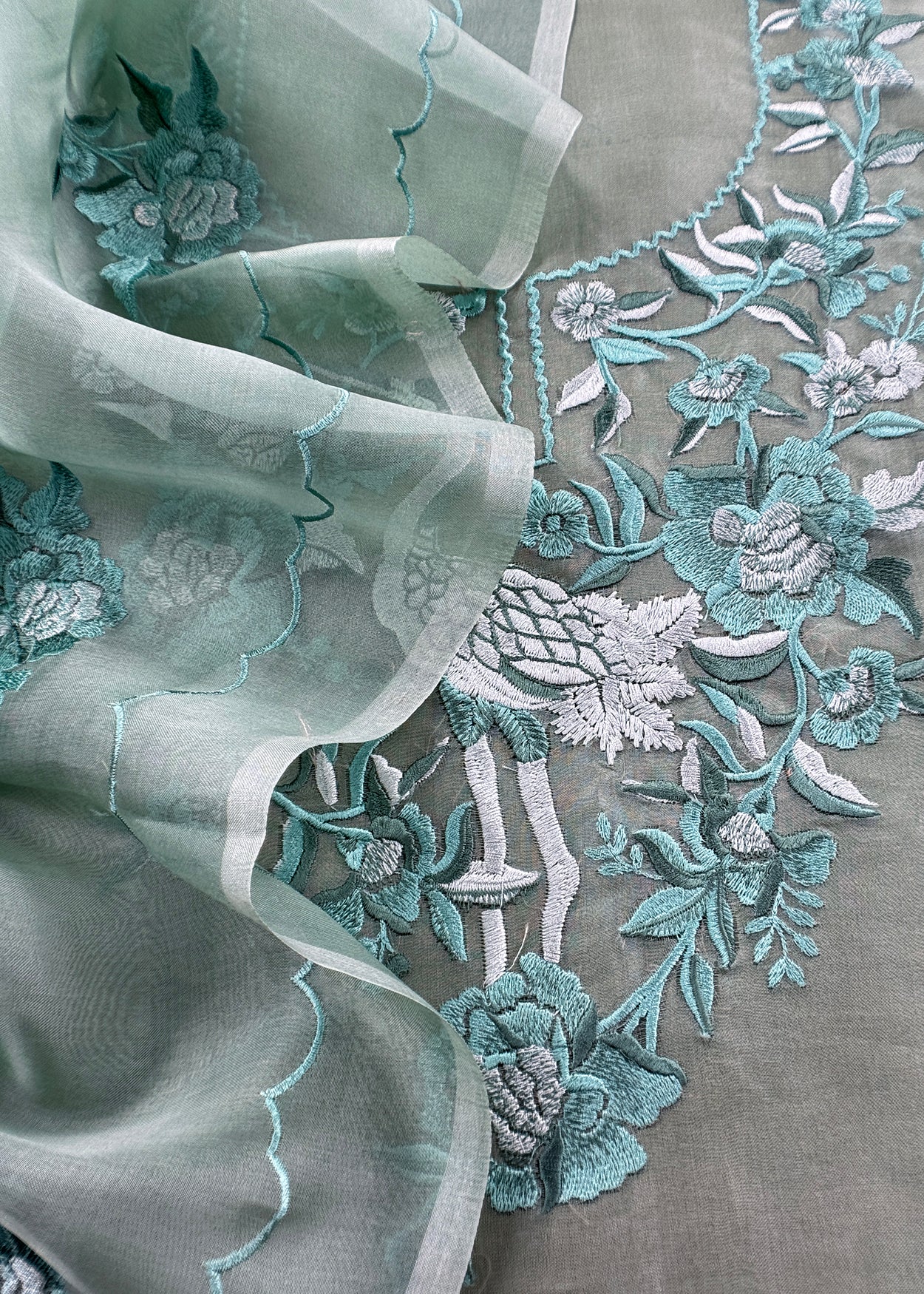 Premium quality kora silk unstitched suit with dupatta

