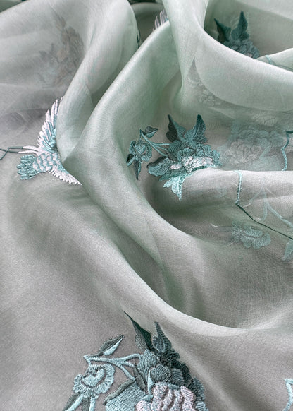 Luxury kora silk suit with resham parsi embroidery

