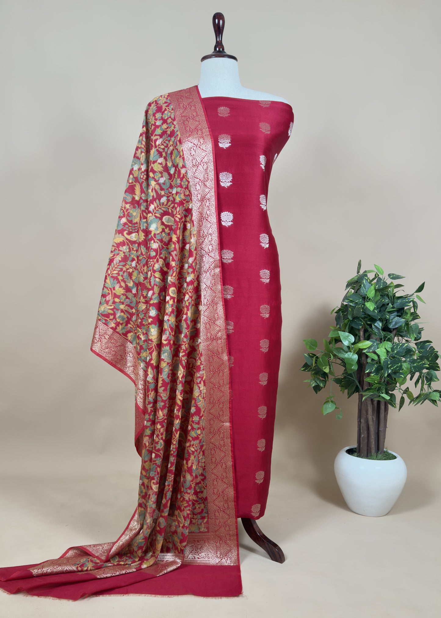 Banarasi Suit With Kalamkari Dupatta