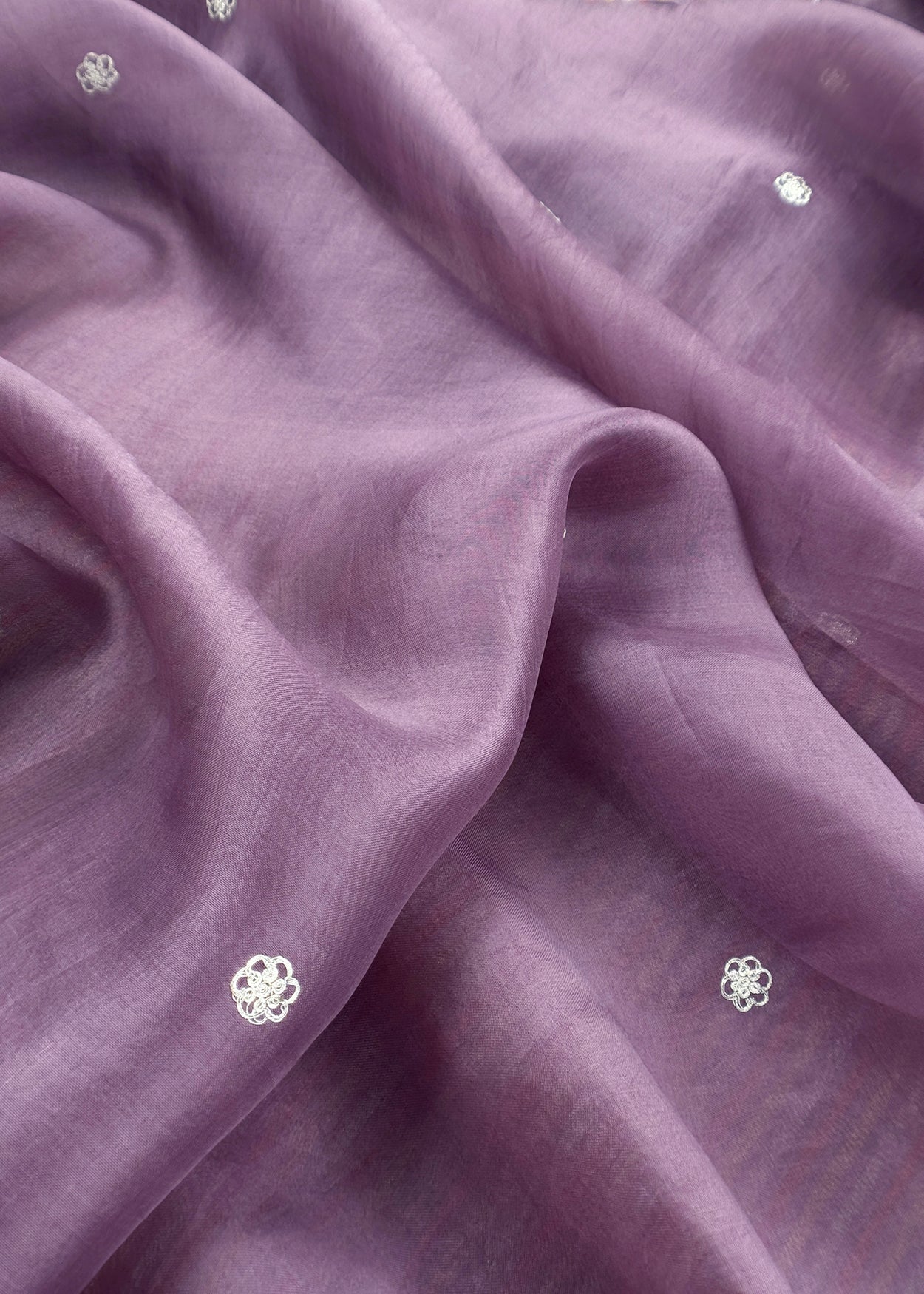 Lilac Handloom Tussar Silk Suit With Pitta Handwork