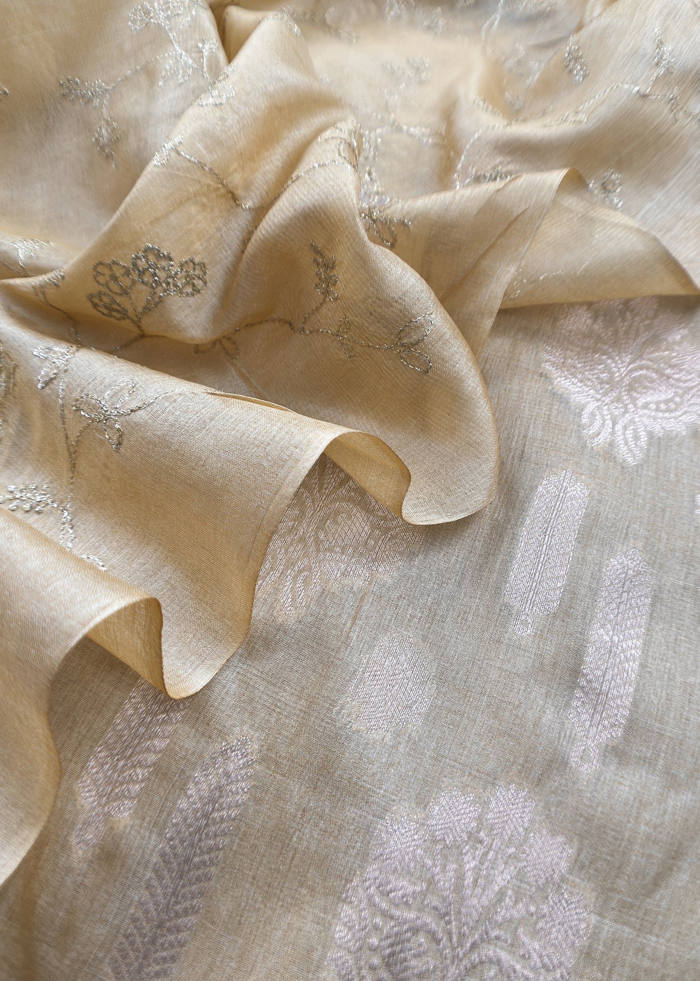 Golden Beige Munga Tussar Suit With Zanarasi Zari Weaving And Pitta Work