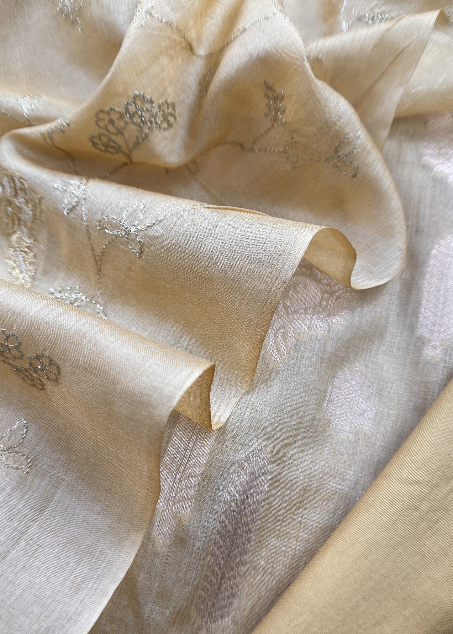 Golden Beige Munga Tussar Suit With Zanarasi Zari Weaving And Pitta Work