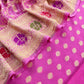 Luxe Taffy Pink Khaddi Georgette Suit Fabric With Mughal Meenakari Weaving