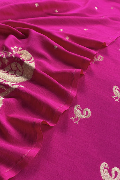 Pink Handloom Silk Suit With Sonarupa Kadwa Weaving