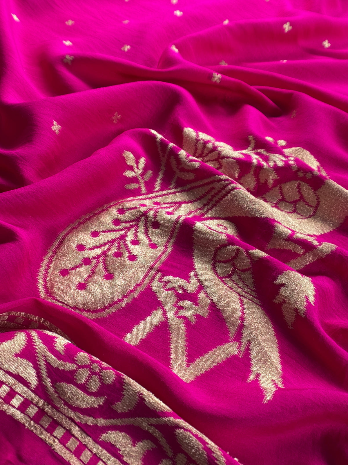 Pink Handloom Silk Suit With Sonarupa Kadwa Weaving