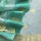 Baby Blue and Turquoise Handloom Linen Silk Kurta And Kora Silk Dupatta With Gold Kadwa Weaving