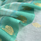 Baby Blue and Turquoise Handloom Linen Silk Kurta And Kora Silk Dupatta With Gold Kadwa Weaving