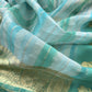 Baby Blue and Turquoise Handloom Linen Silk Kurta And Kora Silk Dupatta With Gold Kadwa Weaving