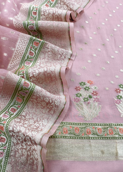 Pure georgette suit with kadwa brocade jaal weaving


