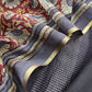 Graphite Black 80gm Chanderi Silk Suit Fabric With Kalamkari Hand Block Printing