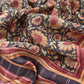 Maroon 80gm Chanderi Silk Suit Fabric With Kalamkari Hand Block Printing