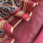 Maroon 80gm Chanderi Silk Suit Fabric With Kalamkari Hand Block Printing