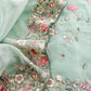 Pastel Green Parsi Thread Embroidery Pure Organza Unstitched Suit With Dupatta