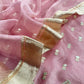 Pink Luxe Handloom Tissue Silk Unstitched Suit With Mirror Work