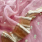 Pink Luxe Handloom Tissue Silk Unstitched Suit With Mirror Work