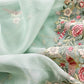 Pastel Green Parsi Thread Embroidery Pure Organza Unstitched Suit With Dupatta