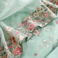 Pastel Green Parsi Thread Embroidery Pure Organza Unstitched Suit With Dupatta